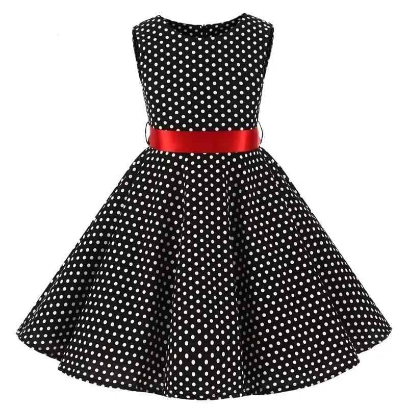 Robe en coton à pois vintage pour filles