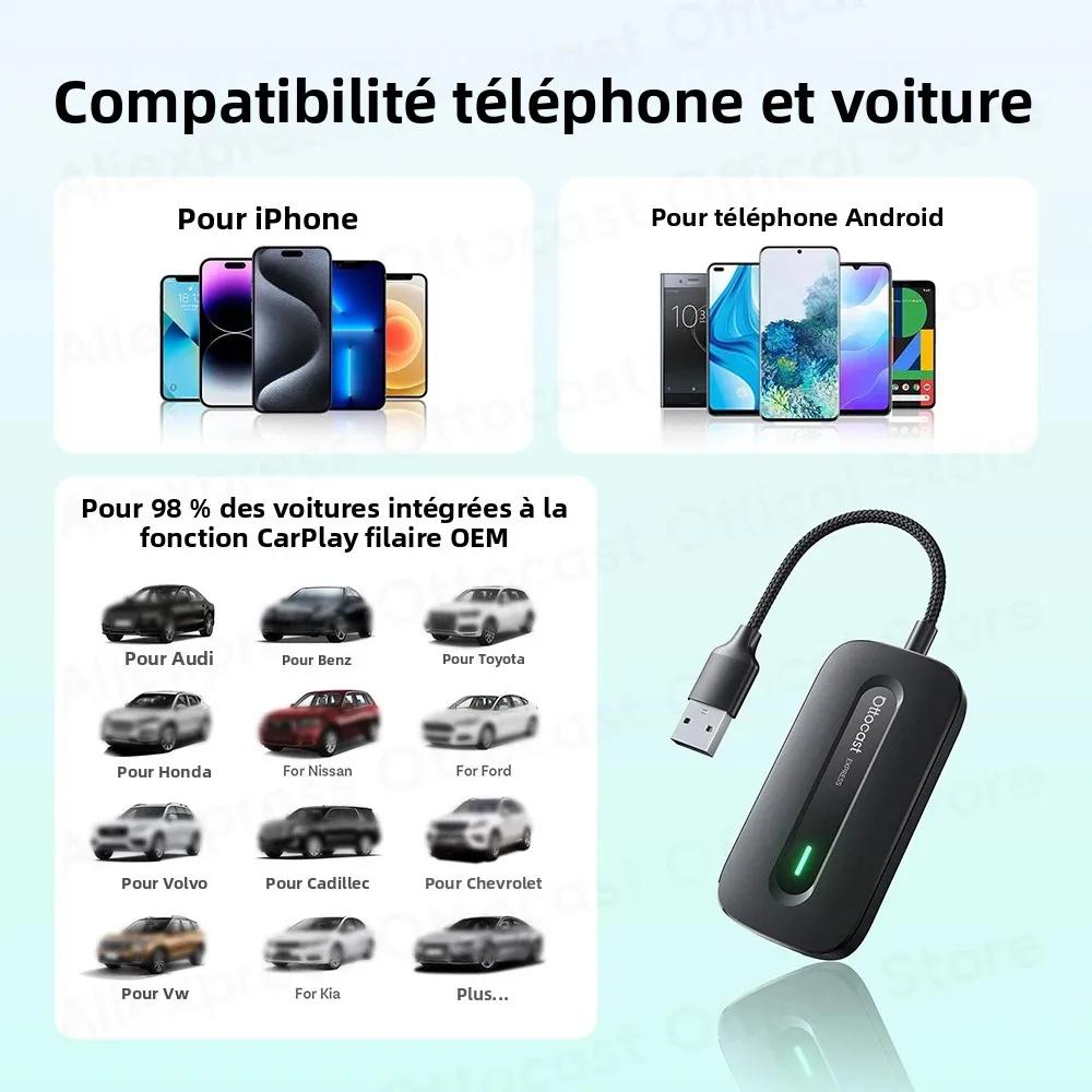 OTTOCAST Play2Video Express sans fil CarPlay sans fil Android Auto adaptateur pour Youtube Netflix lecture vidéo accesso