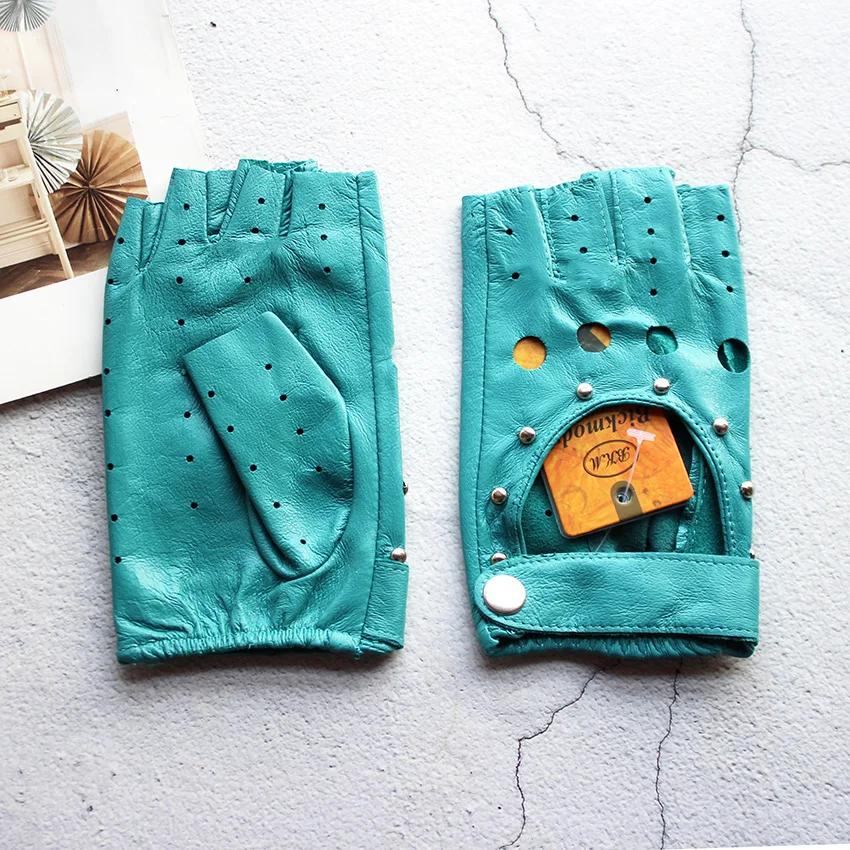 Gants de conduite demi-doigt en cuir pour femmes