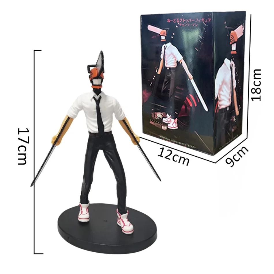 Anime tronçonneuse homme Figure 2 pièces ensemble Denji Action Figural 14-17 cm voiture décoration poupée PVC modèle Col