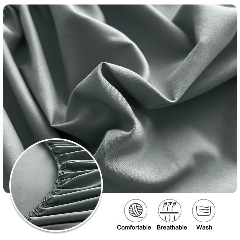 Drap-housse 90/120/150/180x200 avec bande élastique, couleur unie, protège-matelas pour lits simples, doubles et king size, 100% polyester