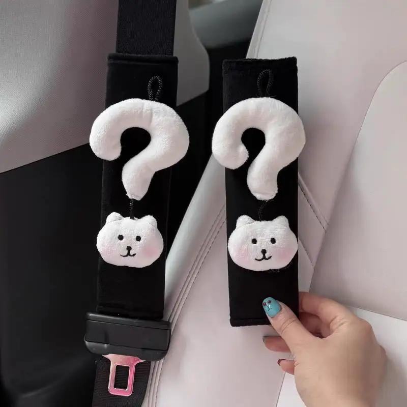 Couvre-ceinture de sécurité pour voiture en forme de chat de dessin animé, en peluche douce hypoallergénique, protège-épaule adapté à tous les groupes d'âge