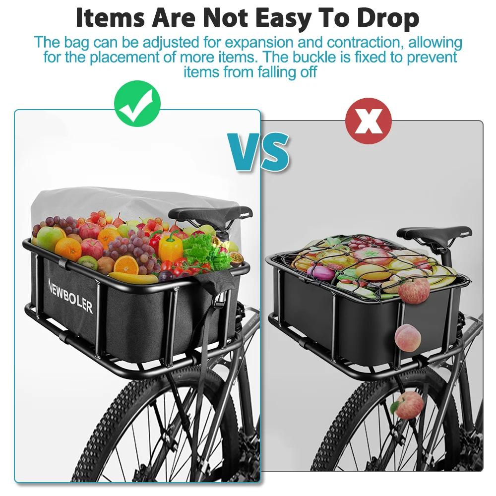 Panier de vélo arrière avec grand panier de support de vélo arrière pour vélo, panier de vélo arrière en métal robuste, support parfait pour vélo électrique