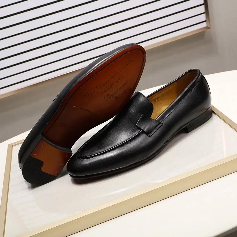 FELIX CHU Designer mode hommes mocassins en cuir à la main noir marron décontracté affaires robe chaussures fête mariage