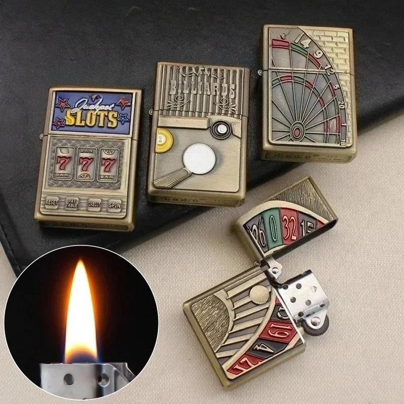 Briquet artisanal en Relief en métal, allume-cigare à meule rétro, accessoires pour fumer, briquets pour fumeurs