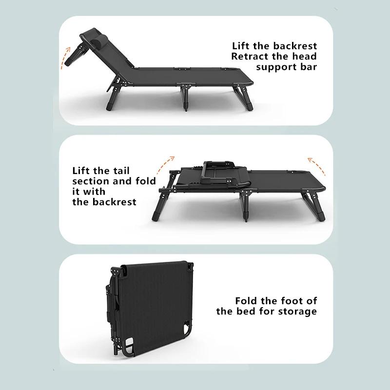 Lit pliant Portable pour la maison, lit de Camping de voyage en plein air, lit de pause déjeuner pour une seule personne, chaise inclinable multifonctionnelle