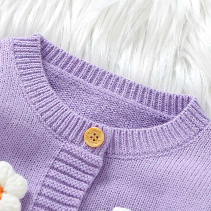 Barboteuse manches longues bébés filles imprimé floral doux combinaison acrylique body nouveau-né