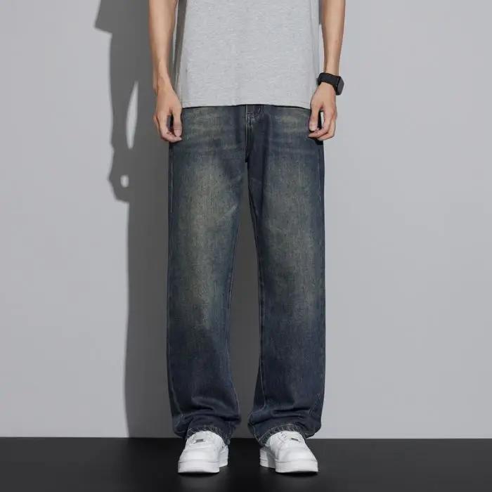Jean Baggy en Coton à Jambes Larges pour Homme