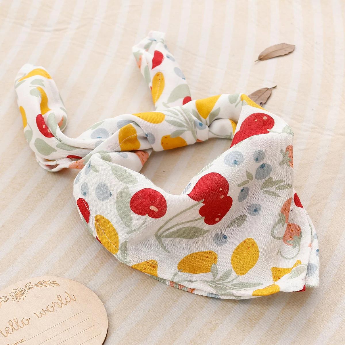 Pack 5 pièces bavoir bébé bambou coton mousseline - Tissu antibactérien rot nouveau-né doux