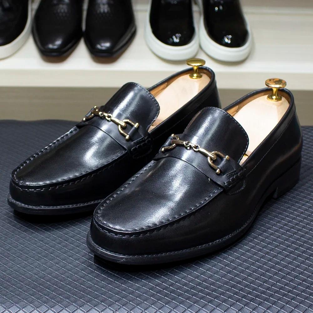 Mocassins en métal de style italien classique pour hommes