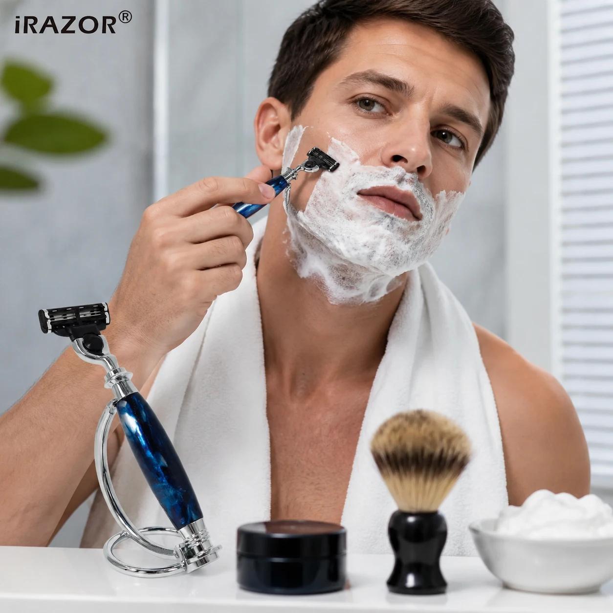 IRAZOR Mach 3 rasoir de sécurité manuel pour hommes Compatible avec la marque universelle 3 couches lame anniversaire va