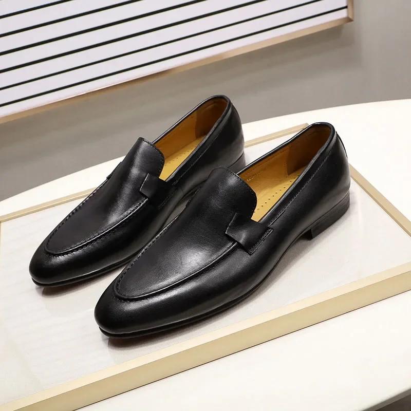 FELIX CHU Designer mode hommes mocassins en cuir à la main noir marron décontracté affaires robe chaussures fête mariage