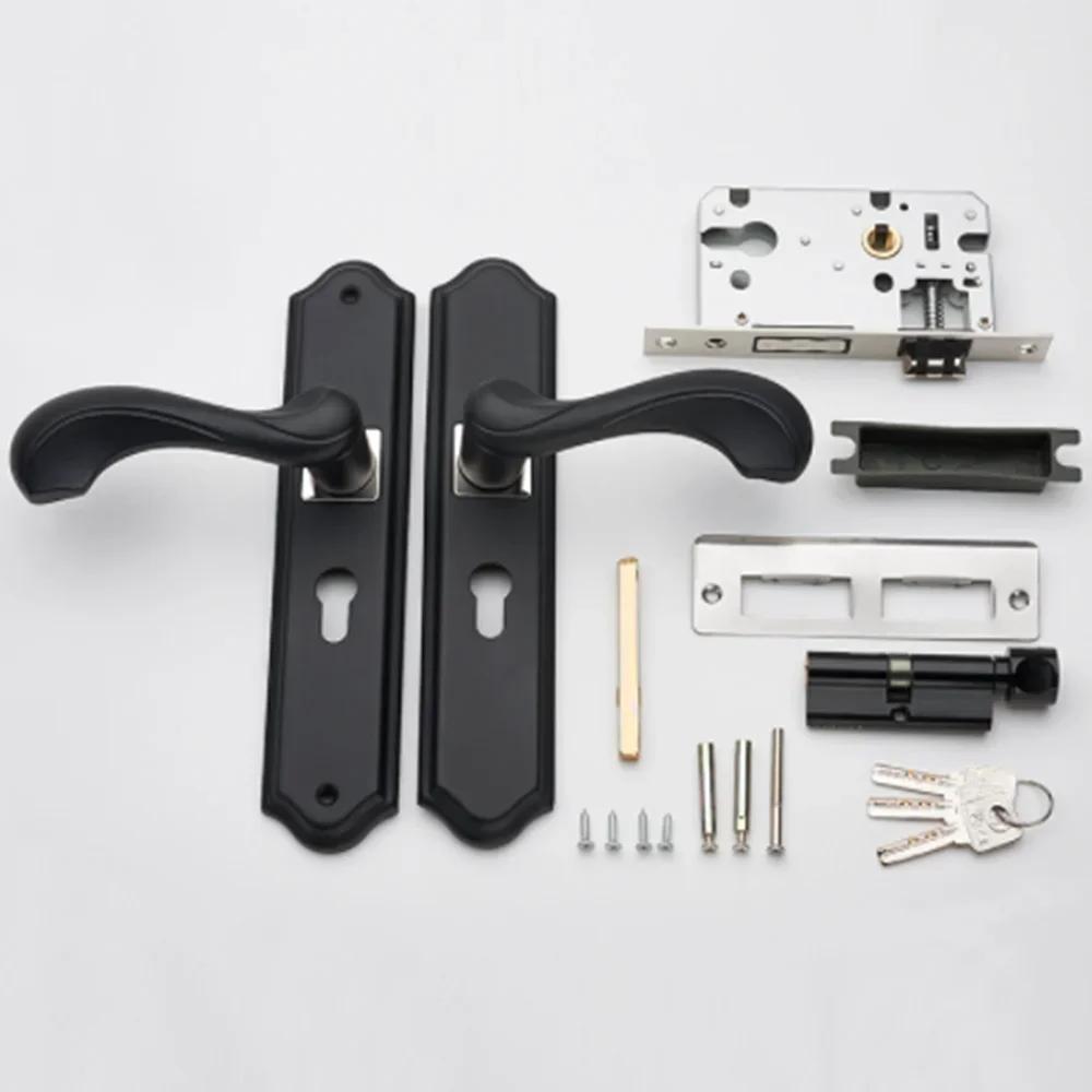 Poignée de porte robuste rétro pour chambre à coucher, couleur bois, pour cuisine, maison, porte en bois, meuble, serrure de porte en aluminium