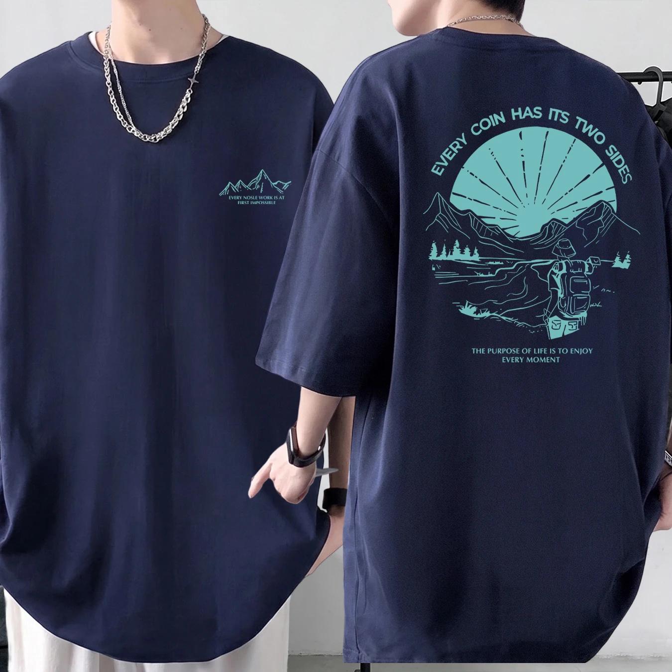T-shirt en coton imprimé à manches mi-longues pour hommes