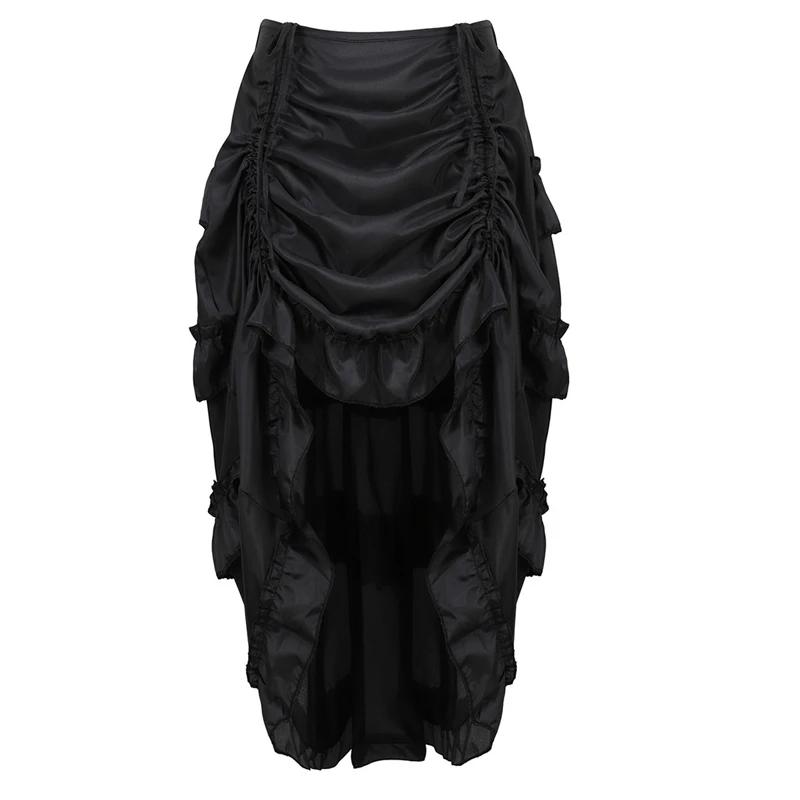 Steampunk femmes jupes gothique irrégulière froncée plissée fête Maxi jupe longue haute basse Costumes Punk Sexy Corset 