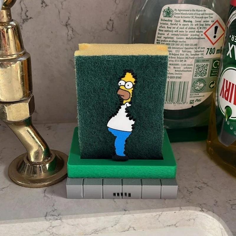 Porte-éponge Homer Simpson, accessoires de rangement de cuisine amusants