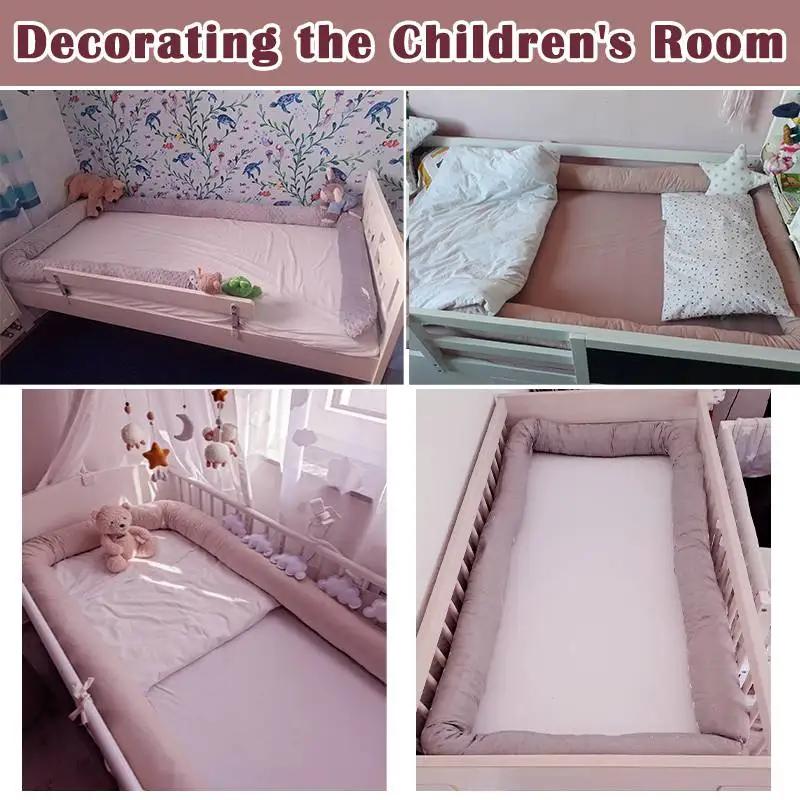 Coussin d'oreiller pare-chocs bébé 2m de long - Protection berceau hauteur 8cm - Décoration chambre