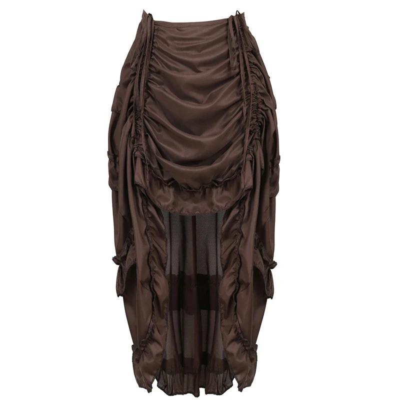 Steampunk femmes jupes gothique irrégulière froncée plissée fête Maxi jupe longue haute basse Costumes Punk Sexy Corset 