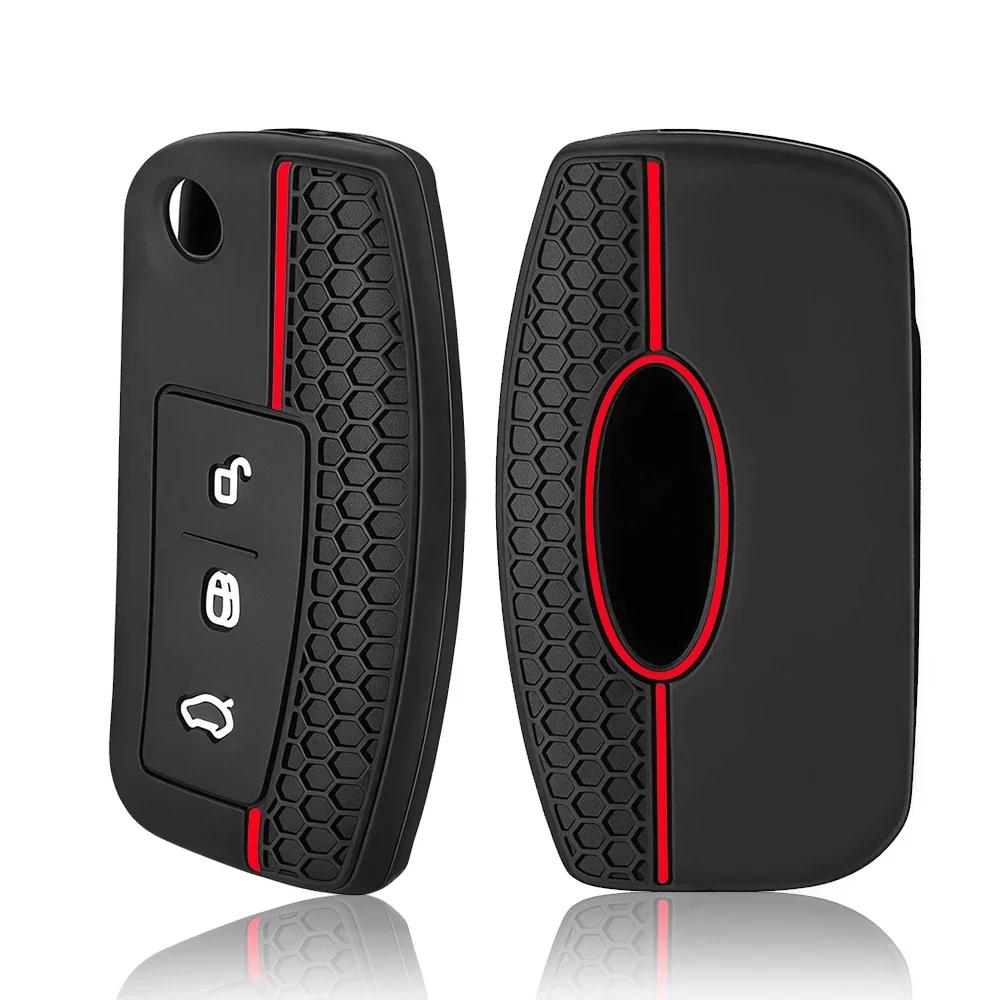 Étui en silicone pour clé de voiture, pour Ford Focus mk2 C Max S-MAX EcoSport Fusion Fiesta Mk7 Cowgar Mondeo 2 Mustang Mach