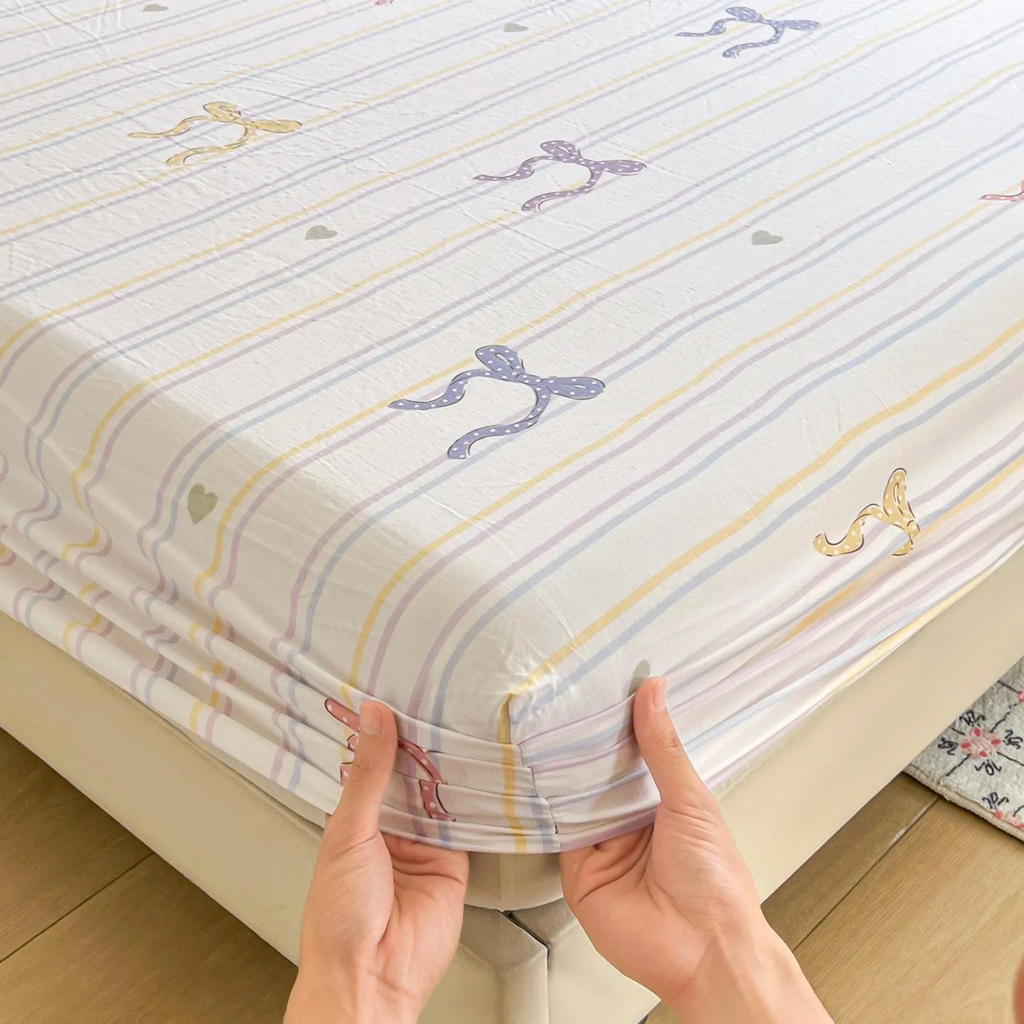 Ensemble de draps de lit à nœud rayé