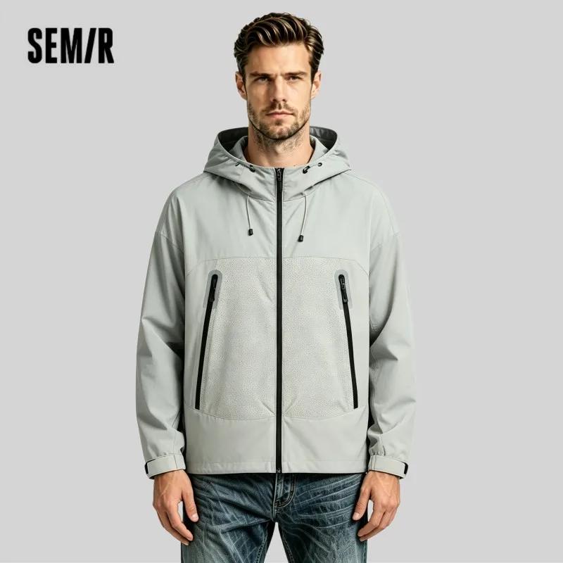 Semir veste hommes Sport de plein air ample à capuche Patchwork maille 2025 automne haut texturé vêtements