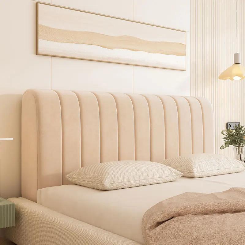 Housse de tête de lit de luxe en velours doux et épais, housse de tête de lit, couleur unie, tout compris, protection contre la poussière du dos du lit