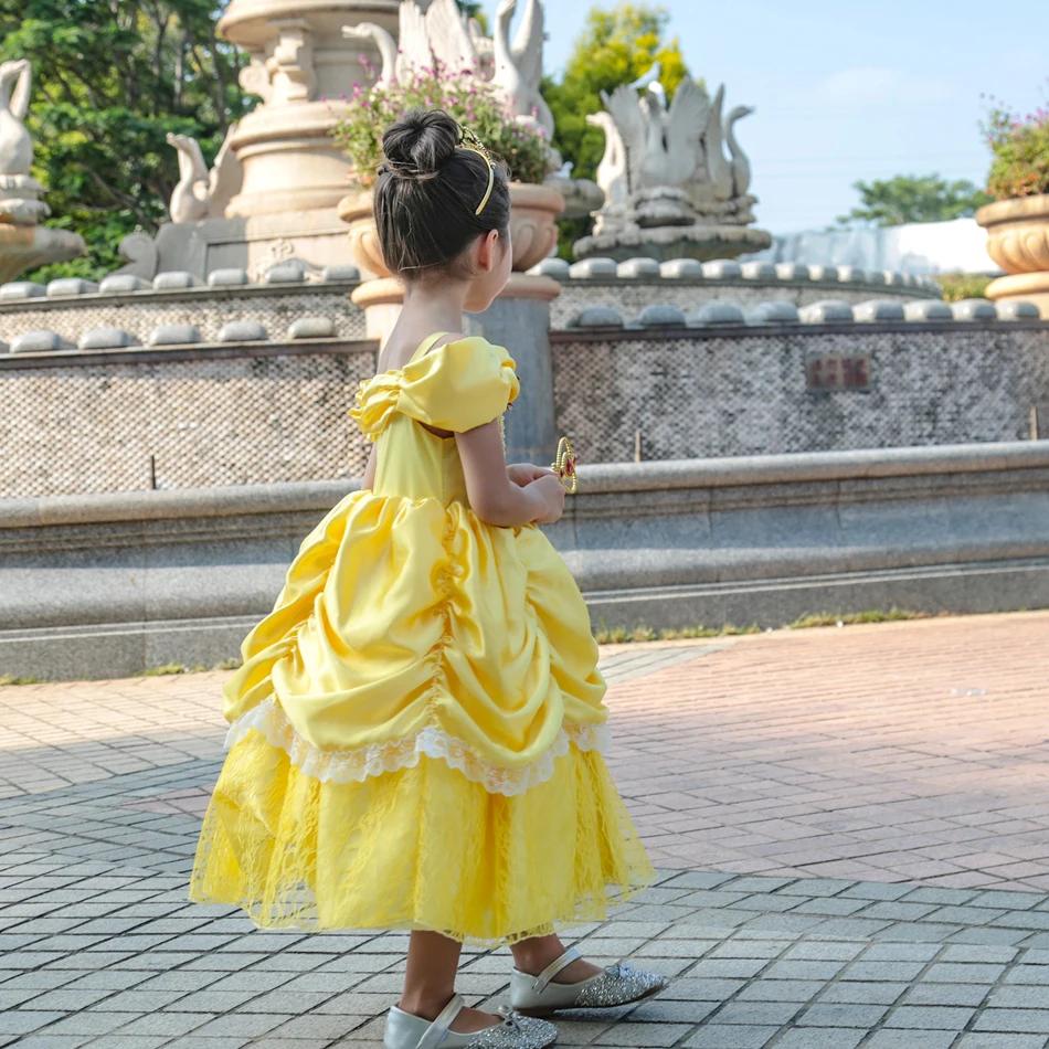 Robe princesse Cosplay Belle pour filles 2-11 ans - Costume fête anniversaire carnaval Noël élégant