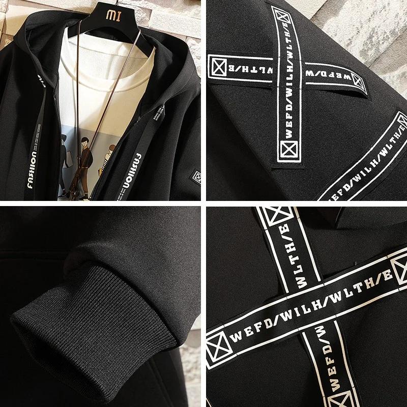 Nouveaux hommes Streetwear noir vestes et manteaux Hip Hop Harajuku à capuche