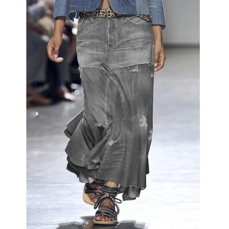 Jupe longue en jean Denim pour femme