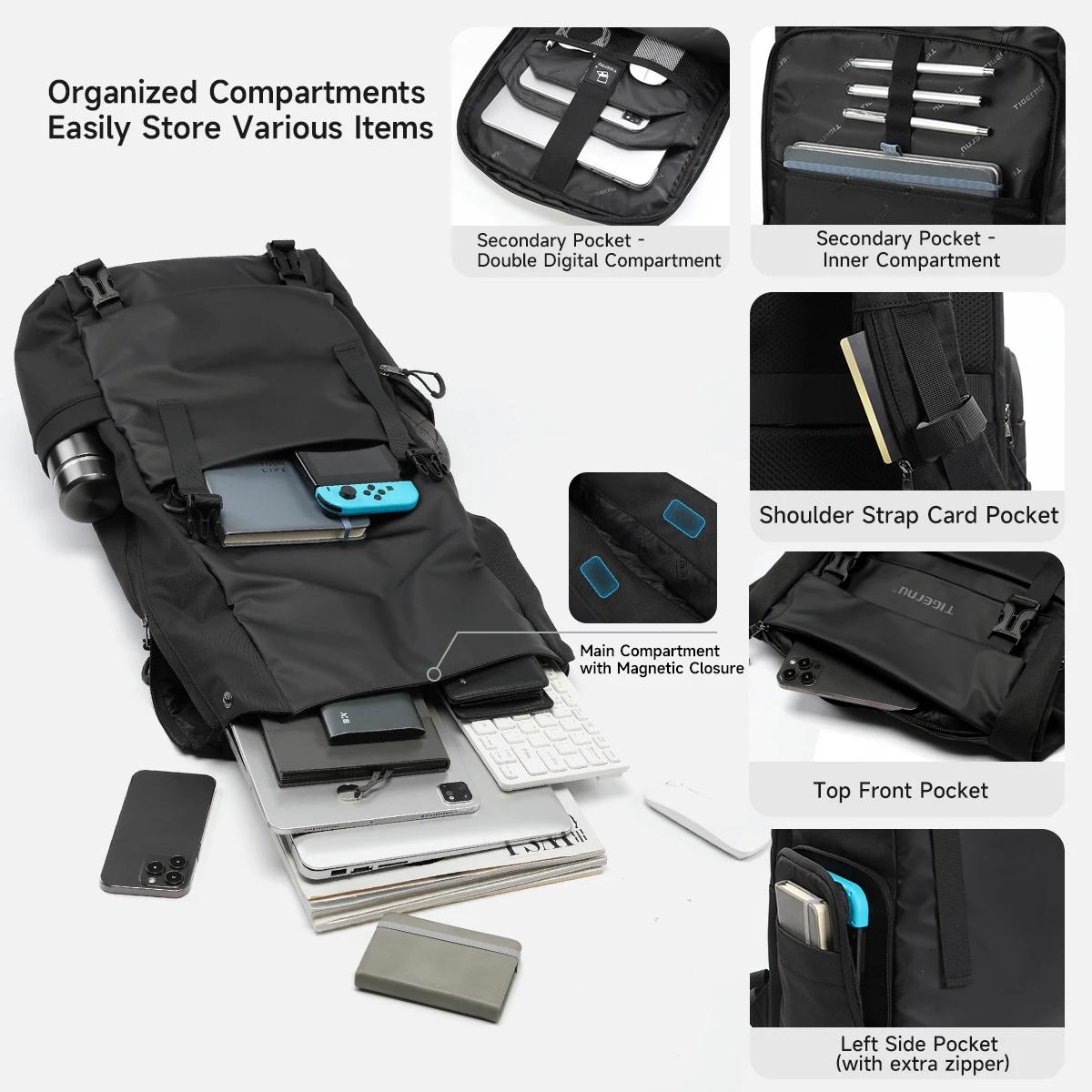 Tigernu voyage sac à dos mâle TPU sac à dos étanche hommes sacs extensible