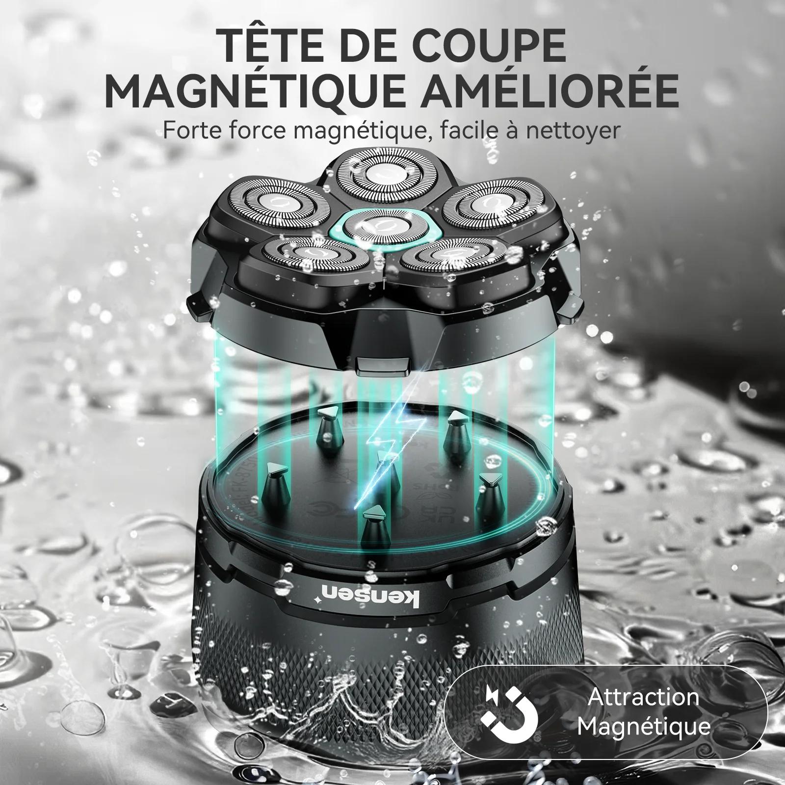 KENSEN 6D rasoir électrique flottant magnétique pour hommes tête humide/sèche