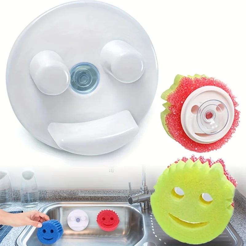 Support pour éponge, support pour éponge avec ventouse, support pour éponge de cuisine/salle de bain, pour éponge ronde (sans éponge)