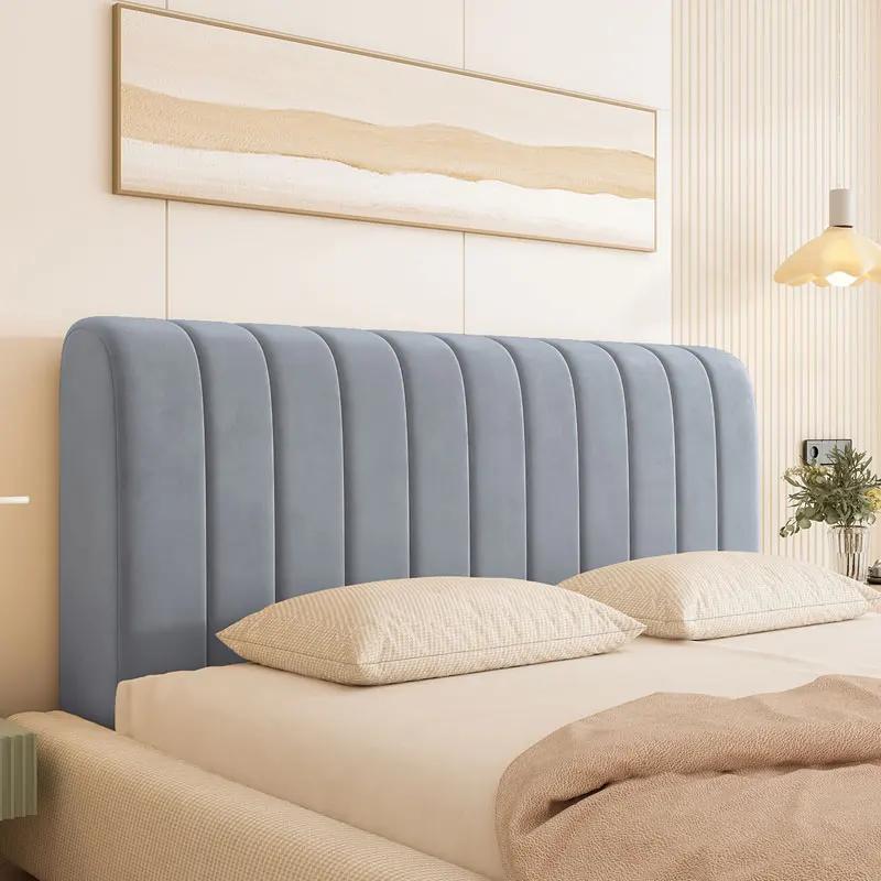 Housse de tête de lit de luxe en velours doux et épais, housse de tête de lit, couleur unie, tout compris, protection contre la poussière du dos du lit