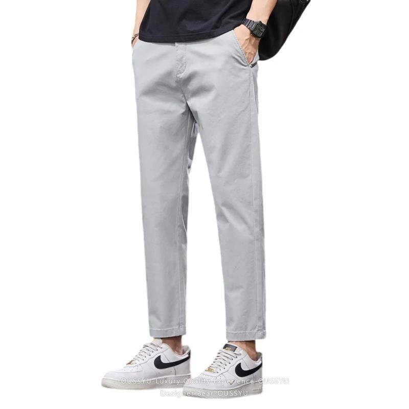 Pantalon décontracté d'été pour homme en coton (98 %) longueur cheville