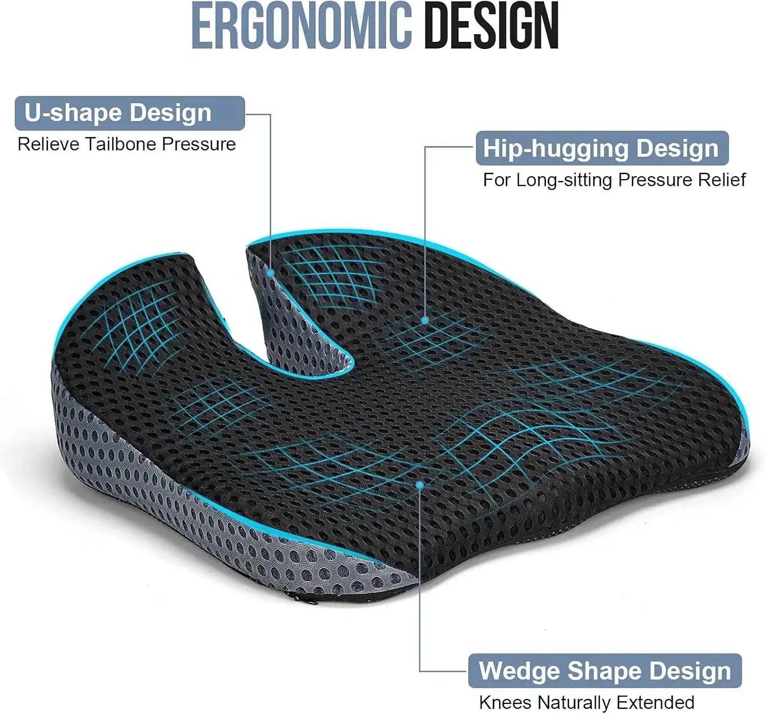 Coussin de siège auto en mousse à mémoire de forme, rehausseur de siège auto confortable et respirant en maille, avec sangles réglables