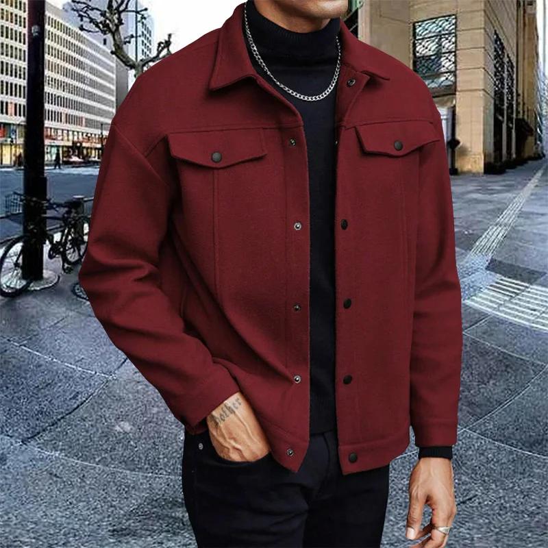 Veste courte en laine à col pour homme