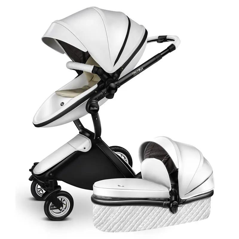 Poussette de Luxe Portable en Cuir pour Bébé, Landau de Voyage, Voiture