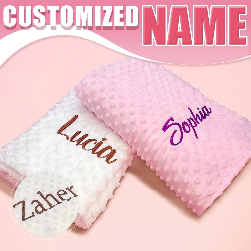 Couverture bébé personnalisée avec nom en peluche douce - Idéale poussette