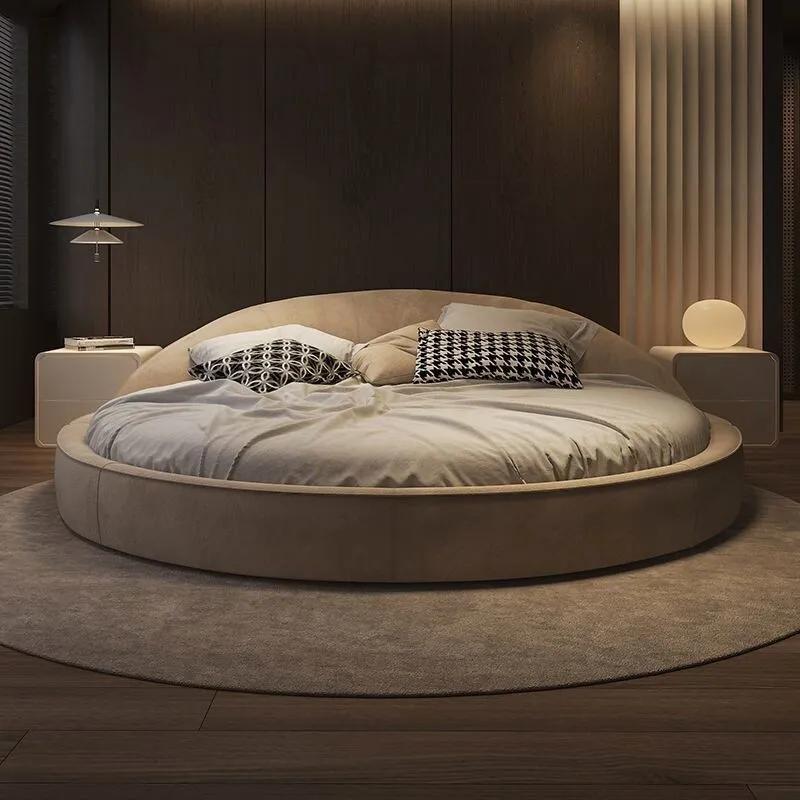 Lit complet minimaliste de luxe moderne en bois avec rangement