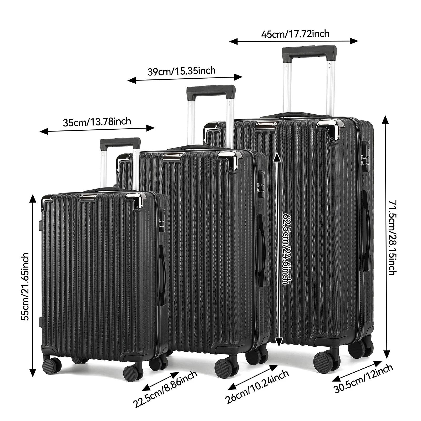 Ensemble de 3 valises rigides à roulettes, valise cabine à roulettes, ensemble de valises de voyage,