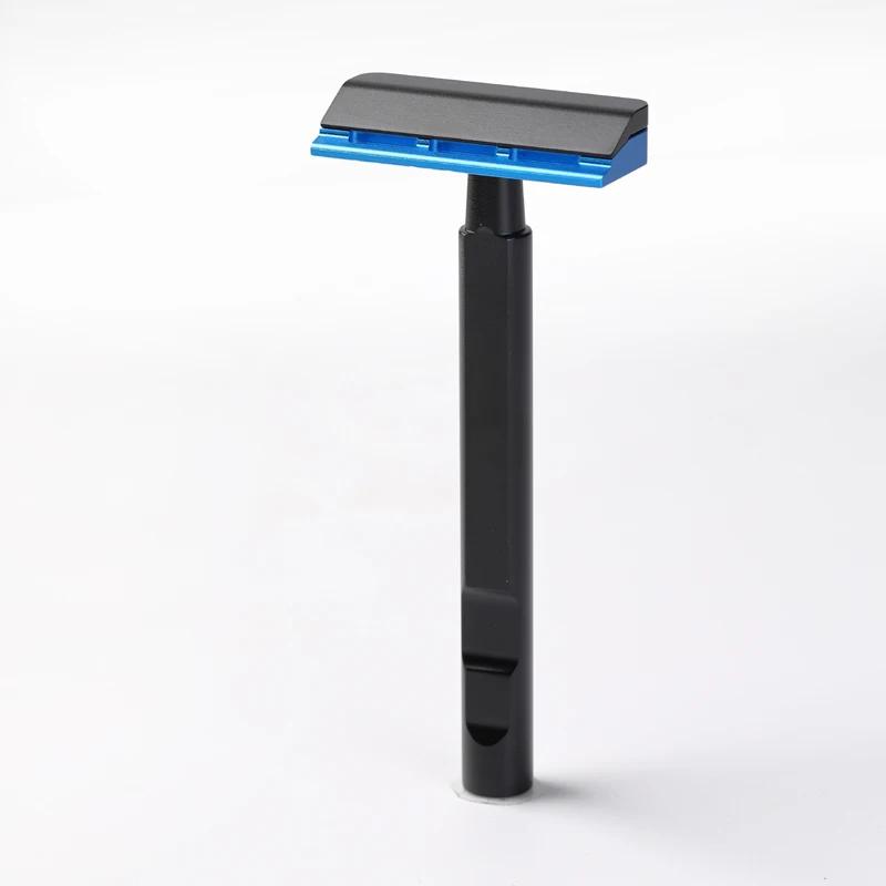 YAQI-Rasoir de sécurité léger à bord unique, version en aluminium, noir et bleu, document Tachi