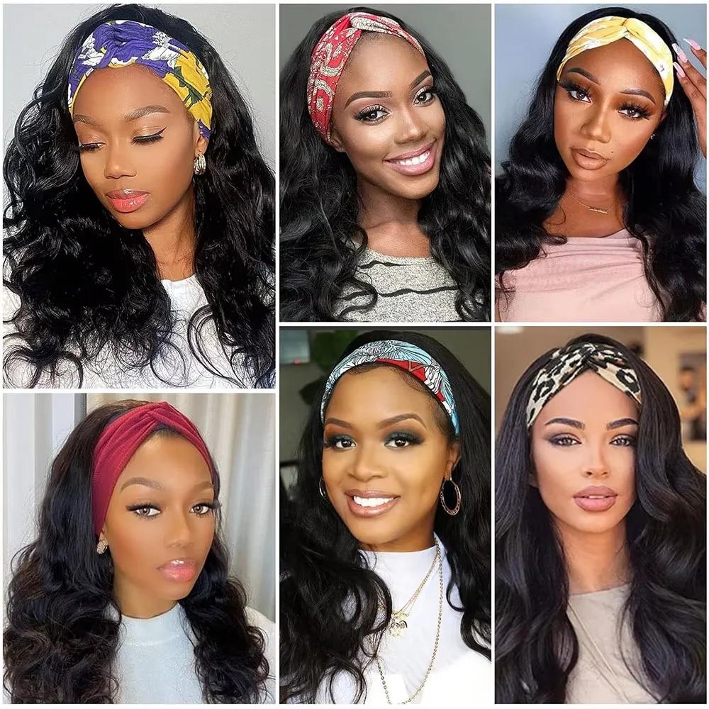 16-40 pouces 200 densité bandeau perruque vague de corps brésilien perruque de cheveux humains sans