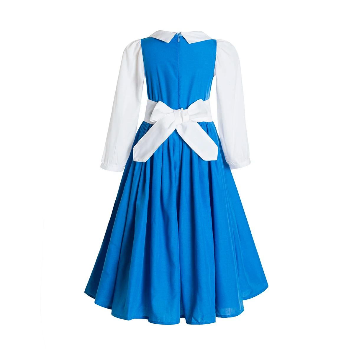 BELLE-Costume de Village Provincial Bleu, Robe de Princesse Deluxe D, la Bête, Poivre, GelBirthday,