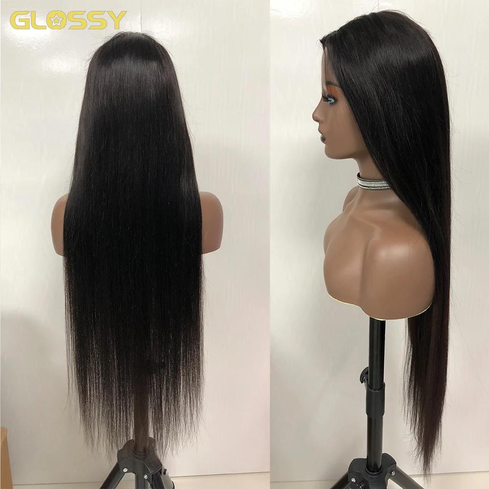 Perruque Brésilienne Naturelle Sans Colle, Cheveux Lisses, Prêt à vitation, 30 Pouces, Densité 250,