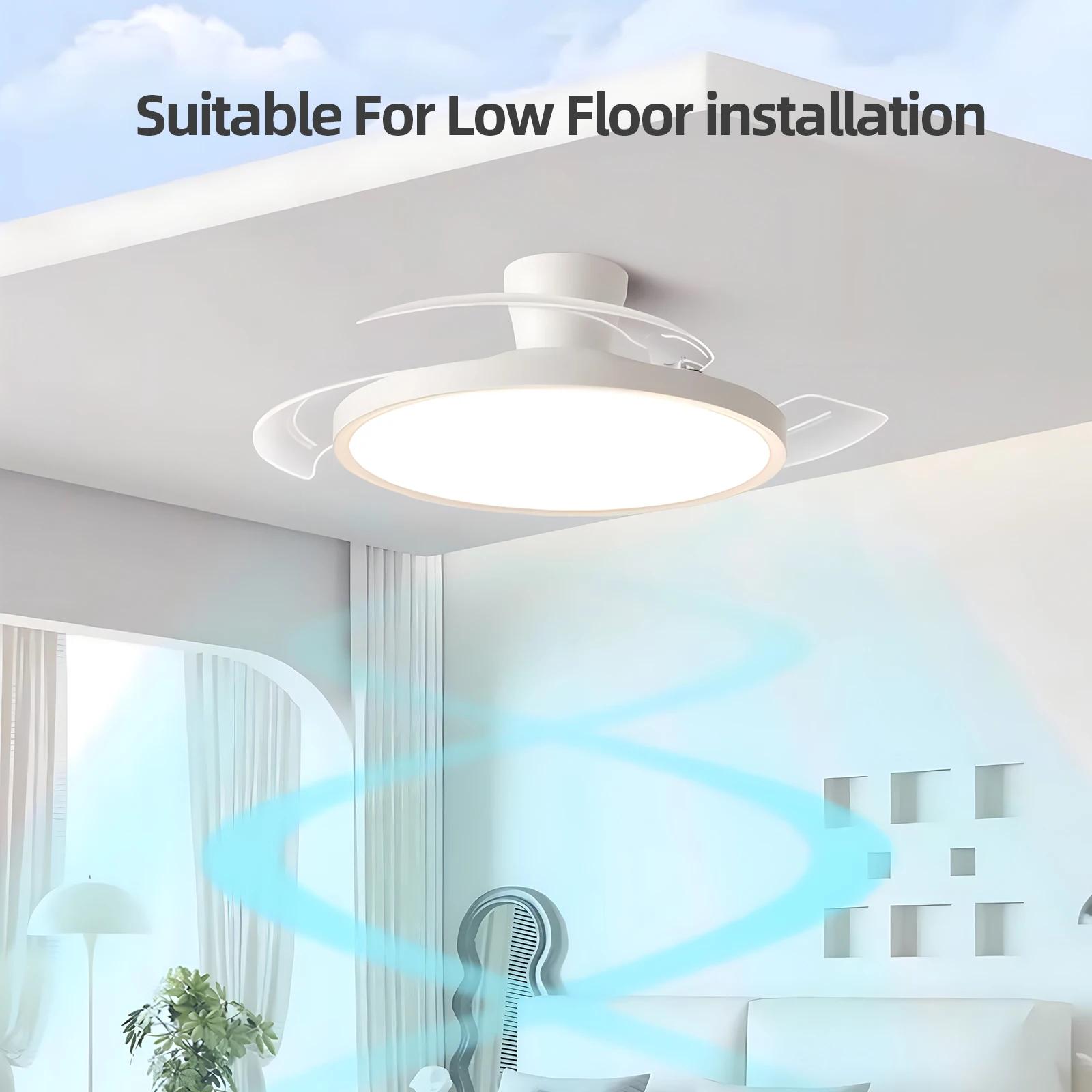 IRALAN-Ventilateur de Plafond Invisible Moderne avec Lumière LED, Moteur DC, Grand Volume d'Air, Tél
