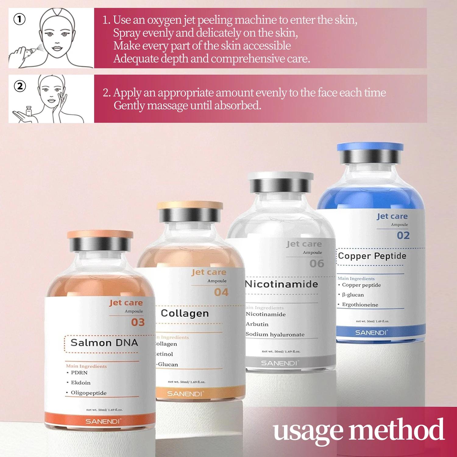 Contrôle de la cellule de tige saumon ADN sérum Peptide Jet soin Peeling Ampoule Spray eau oxygène c