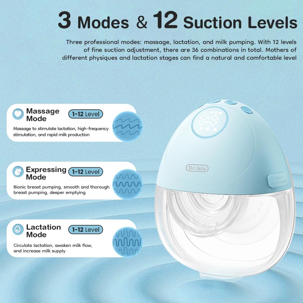 MAMIJOY Tire-lait électrique portable 3 modes de mémoire intelligents 12 niveaux de succion ≤35dB Fa