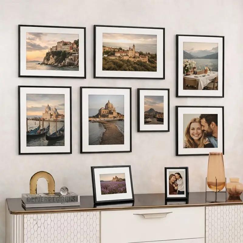 Cadres photo 30x40 21x30 A4 15x20 13x18 Cadre photo moderne en métal noir or Plexiglas Art mural Aff