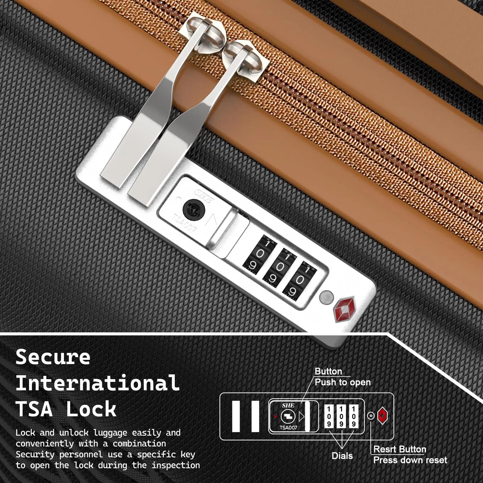 Bagage Melalenia, valise ABS à coque rigide avec serrure TSA avec roue rotative, bagage moyen léger