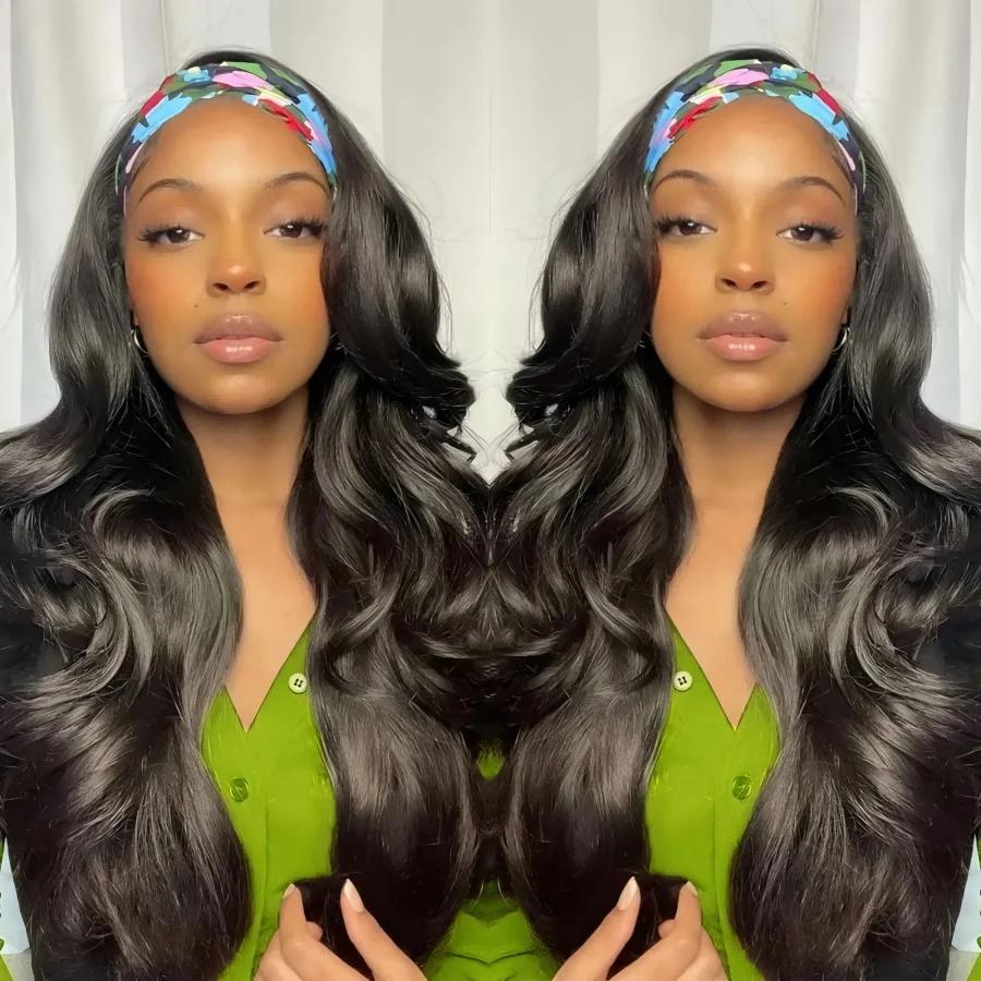 16-40 pouces 200 densité bandeau perruque vague de corps brésilien perruque de cheveux humains sans
